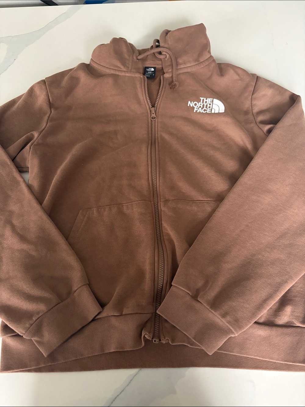 The North Face Chest-Logo Brown Zip-Up Hoodie
